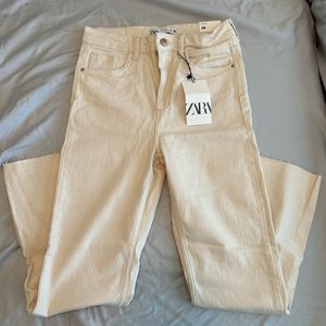 NWT Zara Cream Mini Flare Denim